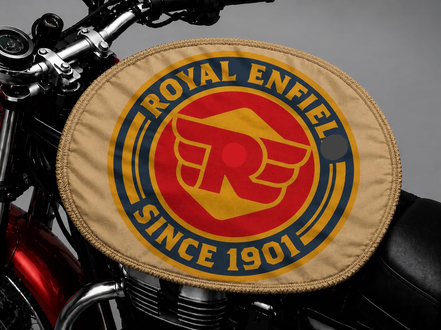 Petrol Tank Cover for Bullet, Classic 350/500, Electra and Standard, Black, Stretchable Fabric, Since 1901 Logo-image-29