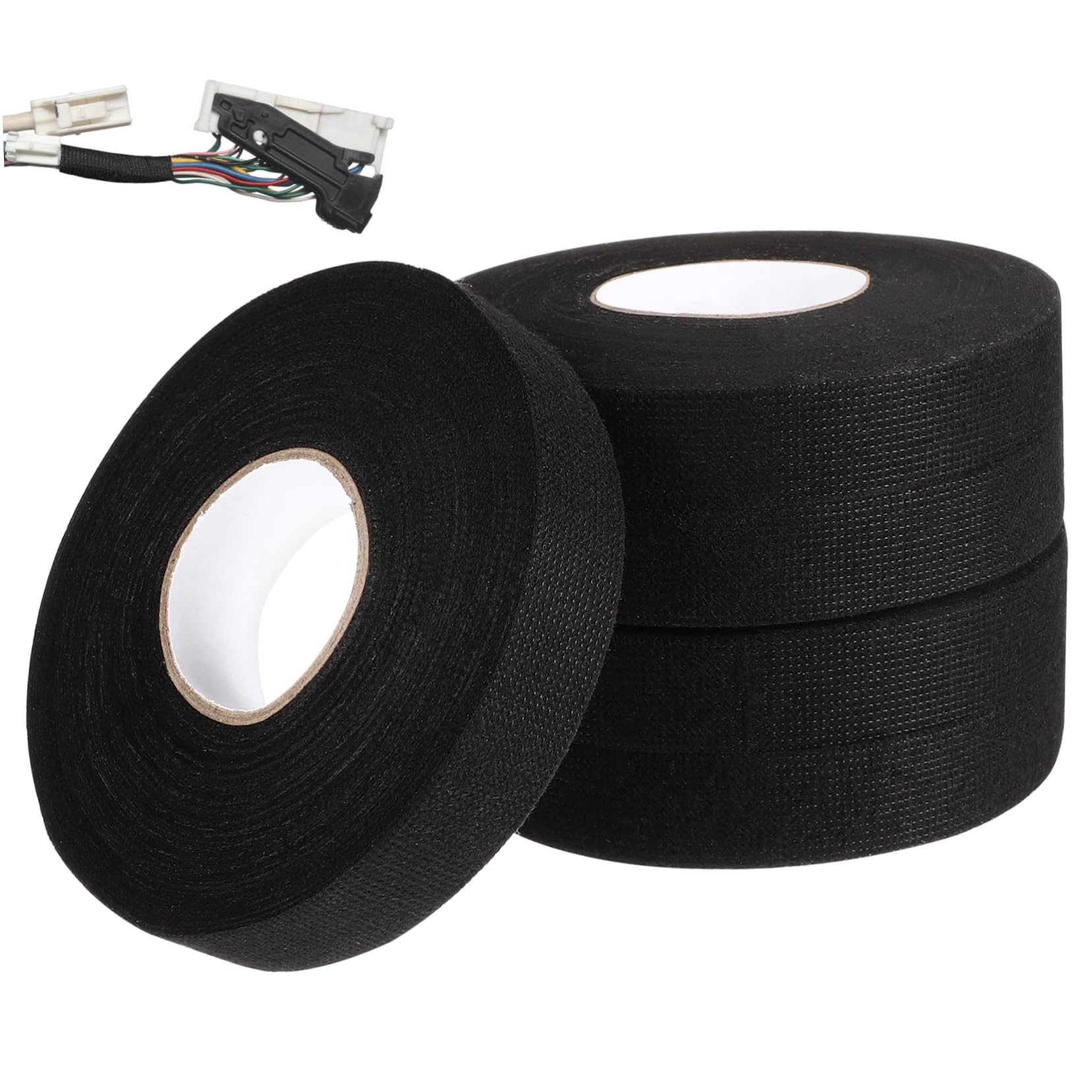 Cinta de Arnés para Coche, Tela de Poliéster Negra, 5 Rollos, Alta Resistencia al Calor, Protección Aislante para Mazos de Cables y Motor