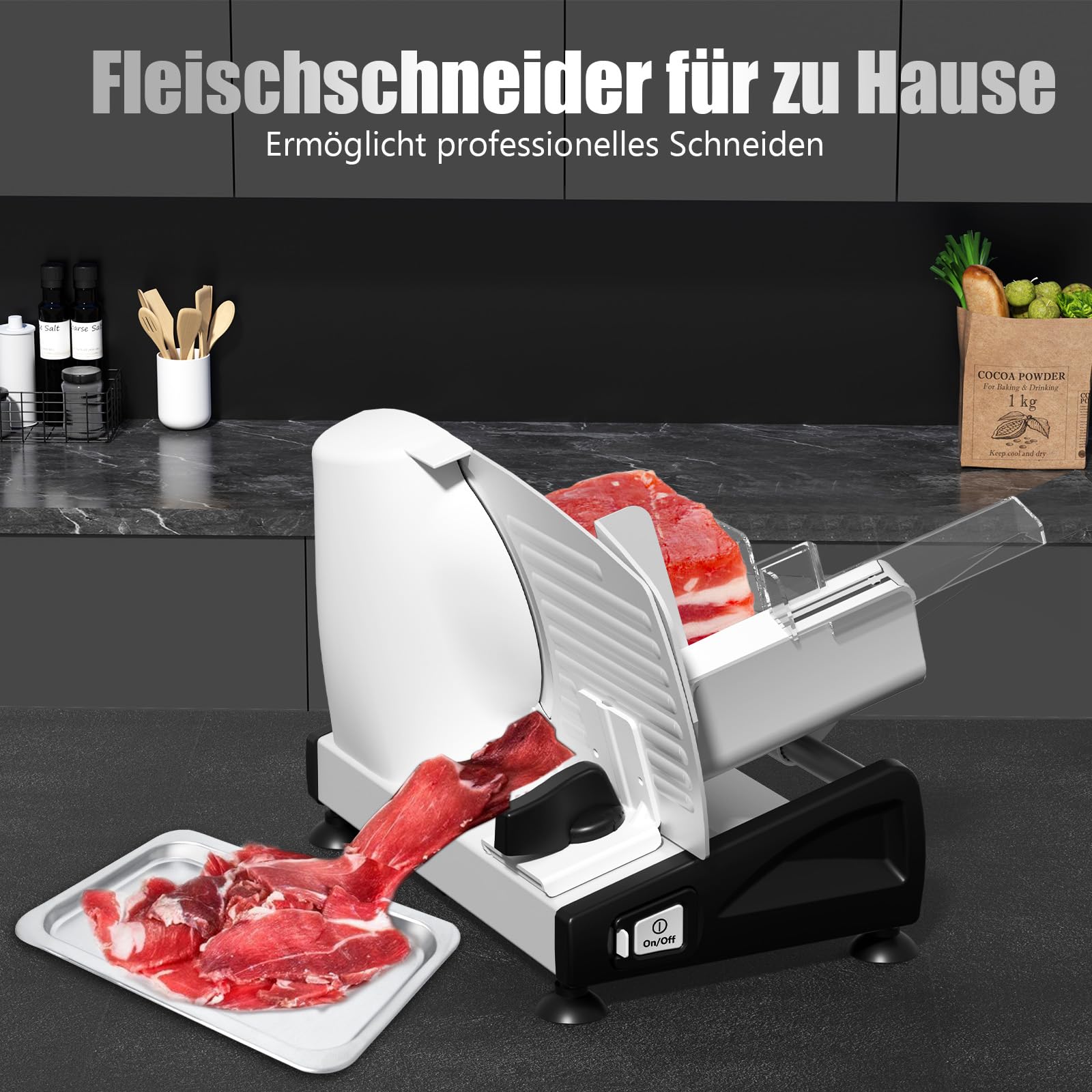 YASHE Elektrische Allesschneider 200W Brotschneidemaschine 19CM Edelstahlklingen 0-15mm Einstellbare Schnittstärke