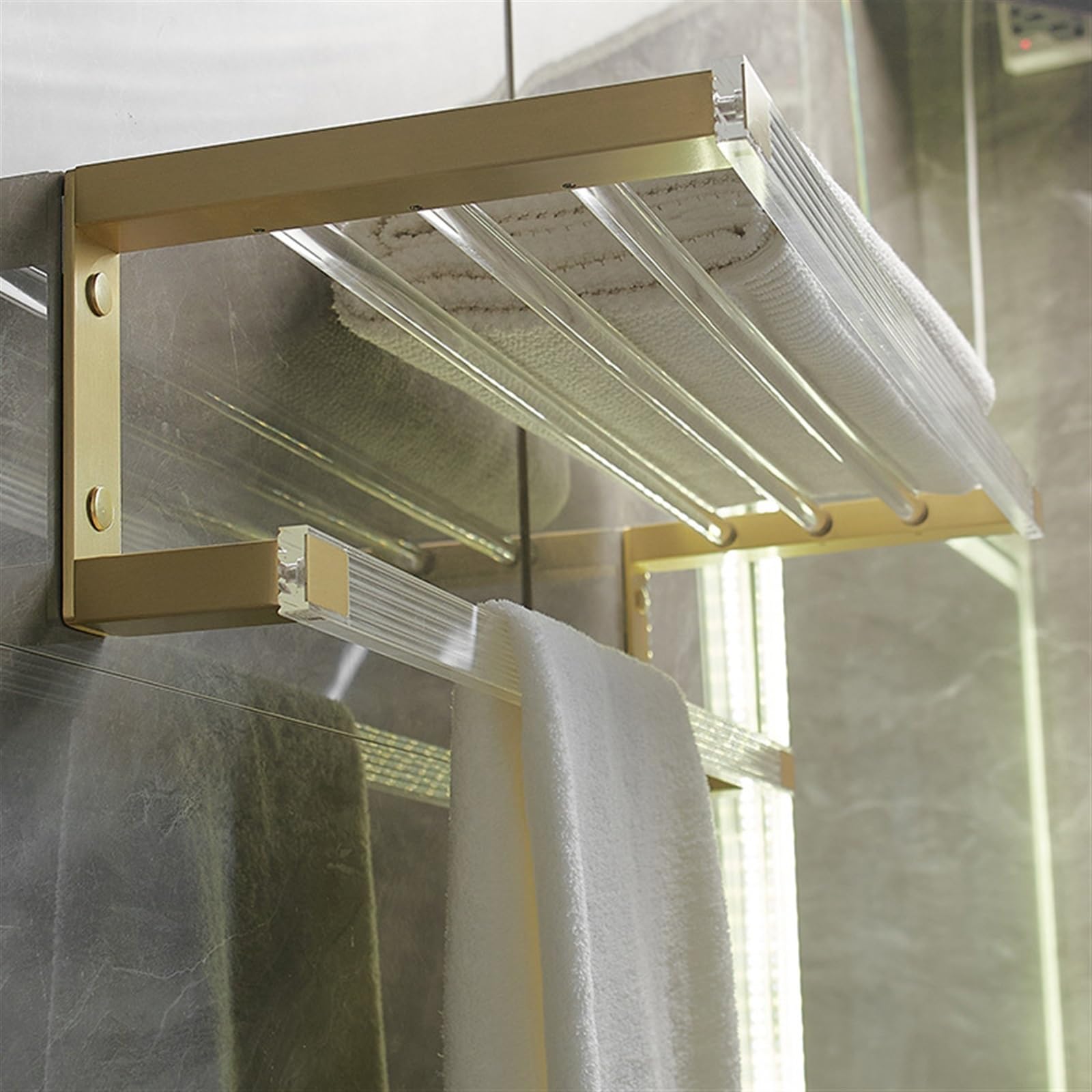 Scaffale portasciugamani in acrilico, organizer decorativo per bagno, cucina, soggiorno, camera da letto, versatile sistema di scaffalatura a parete nero