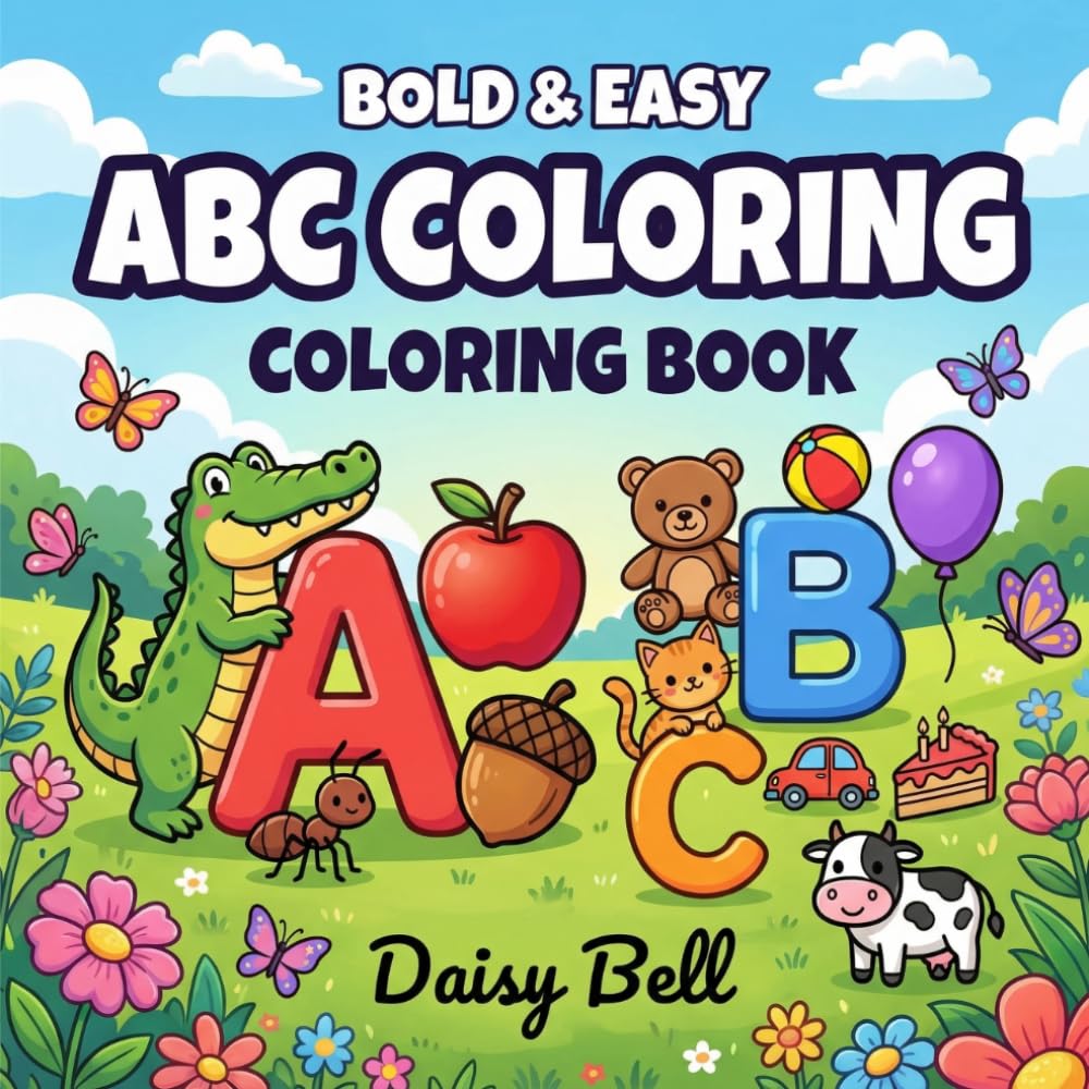 ABC Coloring: Educational Alphabet Coloring Book For Toddlers And Preschoolers Featuring Uppercase And Lowercase Letters Cute Animals And Simple Everyday Objects