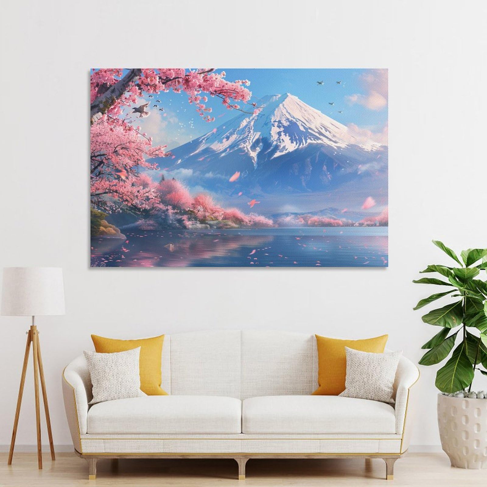 Amazon.co.jp: 絵画 富士山の桜開花風景 アートパネル ポスター 魅力的