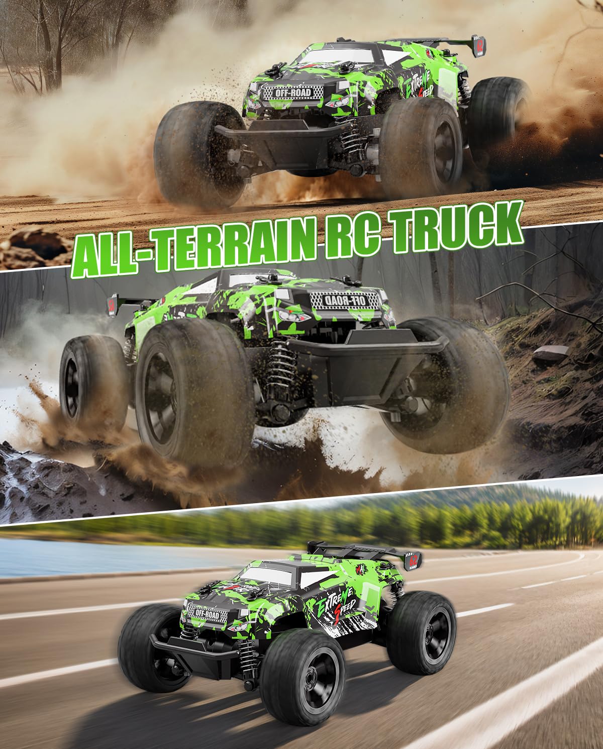 Monstertruck zdalnie sterowany, 1:18, samochód od 3 lat, 25 km/h, zdalnie sterowany monster truck ze światłem karoserii/dwie obudowy, 2,4 GHz Monster Truck zdalnie sterowany od 4, 6, 8 lat, dla dzieci