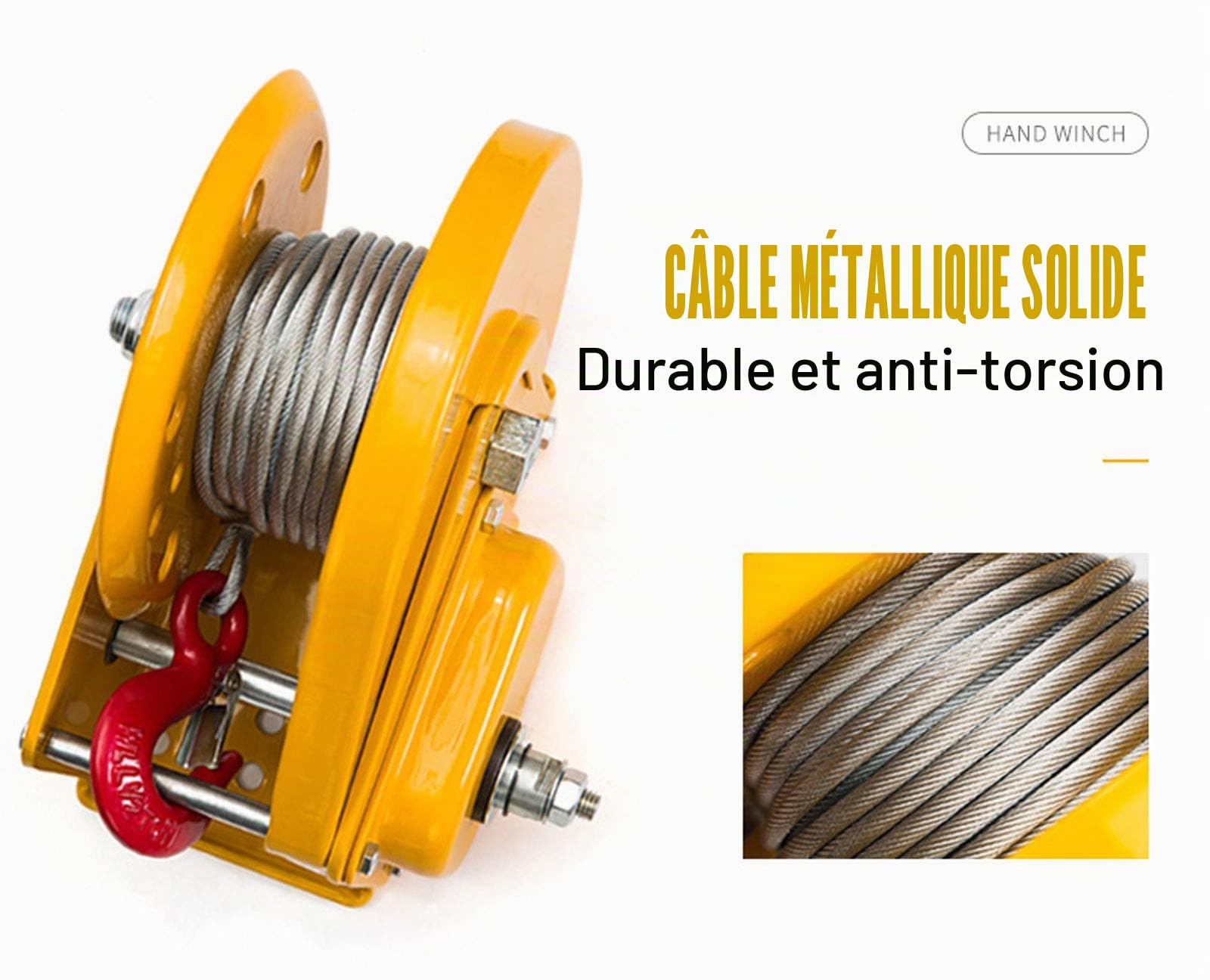 LXYYSG Treuil Manuel Robuste, Treuil de Halage Autofreiné Multifonction La Coque en Acier Protège Le Cliquet Interne, Treuil Main pour Remorques de Bateau Camions Auto