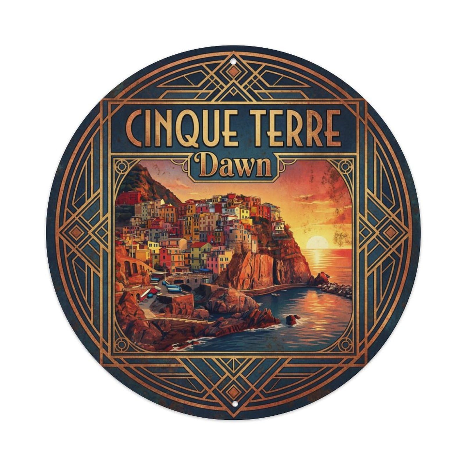 Metal Tin Sign Cinque Terre Vintage Travel Italy