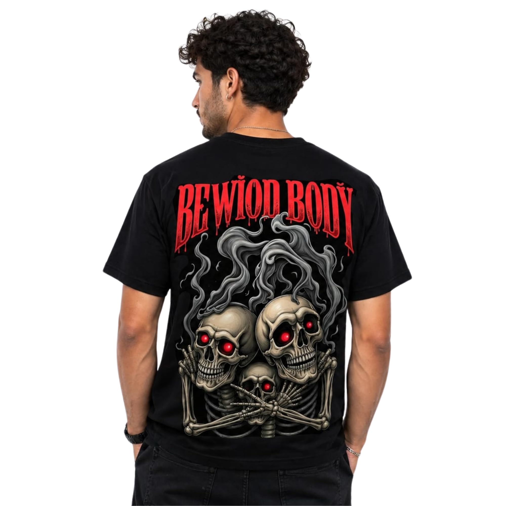 Dark Devil Bewiod Body Over Design Men Round Neck Black T-Shirt Cotton Casual Wear-picture-12