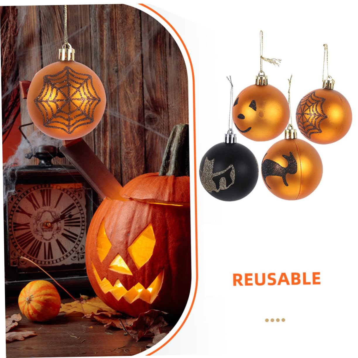 36pezzi Addobbi Halloween Ornamentali Sfera di Plastica Tema Teschio di Zucca Strega per Decorazioni Casa Festa Autunnali
