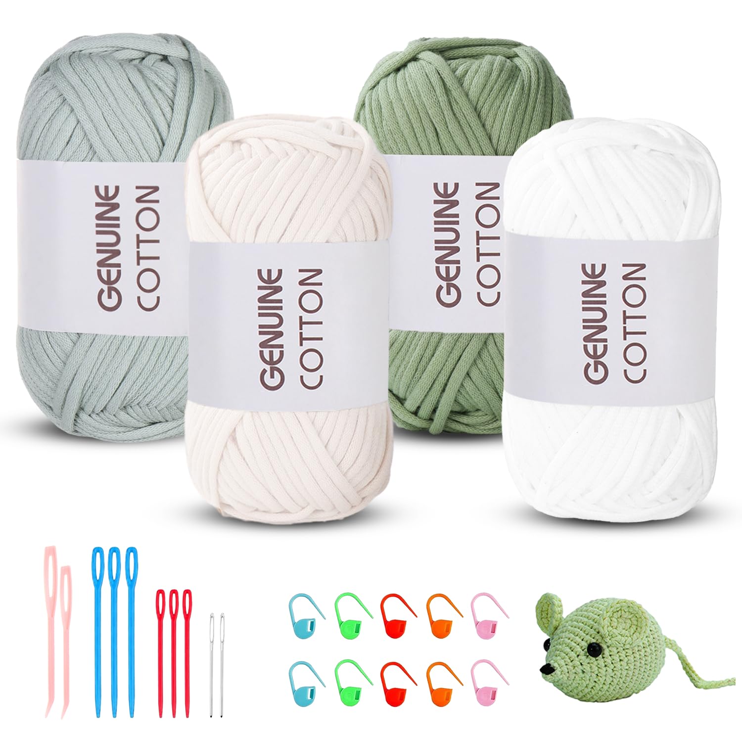 Maxee 5X50g Dickes Garn Baumwolle zum Häkeln, Chunky Häkelgarn für Anfänger, Kein Geteiltes Häkeln Amigurumi Wolle, Klobiges Baumwollgarn Einfaches Strickgarn zum Häkeln Stricke
