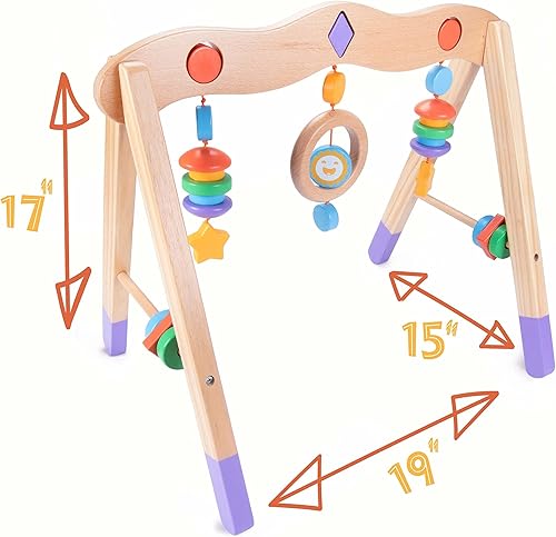 Miniatura 6 de Little Olympians - Gimnasio de madera para bebés, centro de actividades infantiles para recién nacidos y bebés tempranos, estación de juego