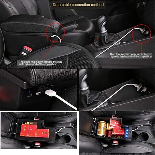 Miniatura 3 de YJYWZH Caja de reposabrazos para Toyota Hilux Central, caja de almacenamiento organizadora, consolas interiores con 3 puertos USB, reposabrazos de