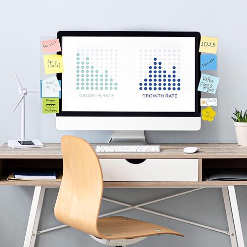 Miniatura 9 de DOLLAR BOSS Tableros de notas para monitor para computadoras, 2 piezas, accesorios de escritorio de oficina, 11 x 3.1 pulgadas, panel lateral de