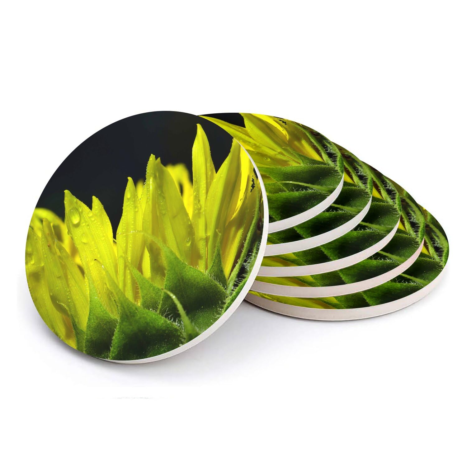 Sous-verre rond en céramique absorbante avec support liège anti-rayure lot de 6