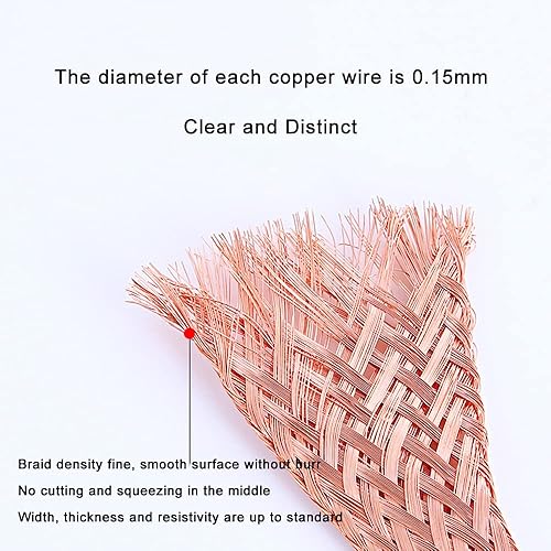 Miniatura 4 de 16.4 pies de cobre puro trenzado de malla de punto antiinterferencia ancho 0.236 in cable flexible desoldador mecha soldadura trenza cobre mecha