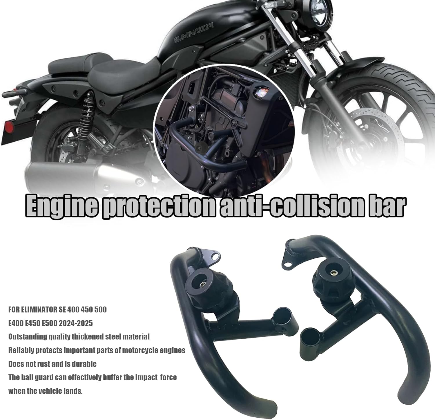 for Eliminator SE Eliminator SE 400 450 2024 Motorcycle Engine Road Anti-Collision bar with Ball Guard bar Anti-Fall bar Bumper Tubular Engine Guard Eliminator SE E500 2024-2025