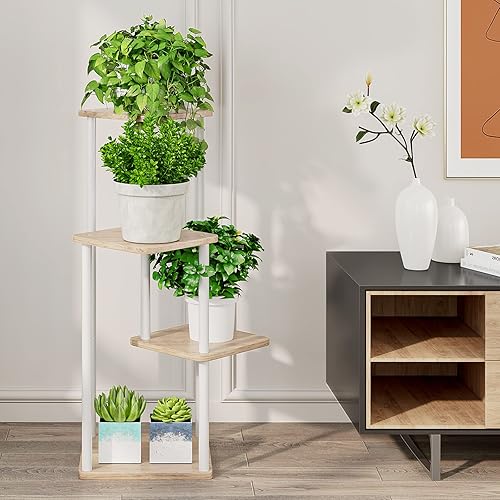Miniatura 3 de AZERPIAN - Soporte para plantas de 4 niveles de metal para interiores, estante de flores para múltiples plantas, soporte alto de esquina para flores