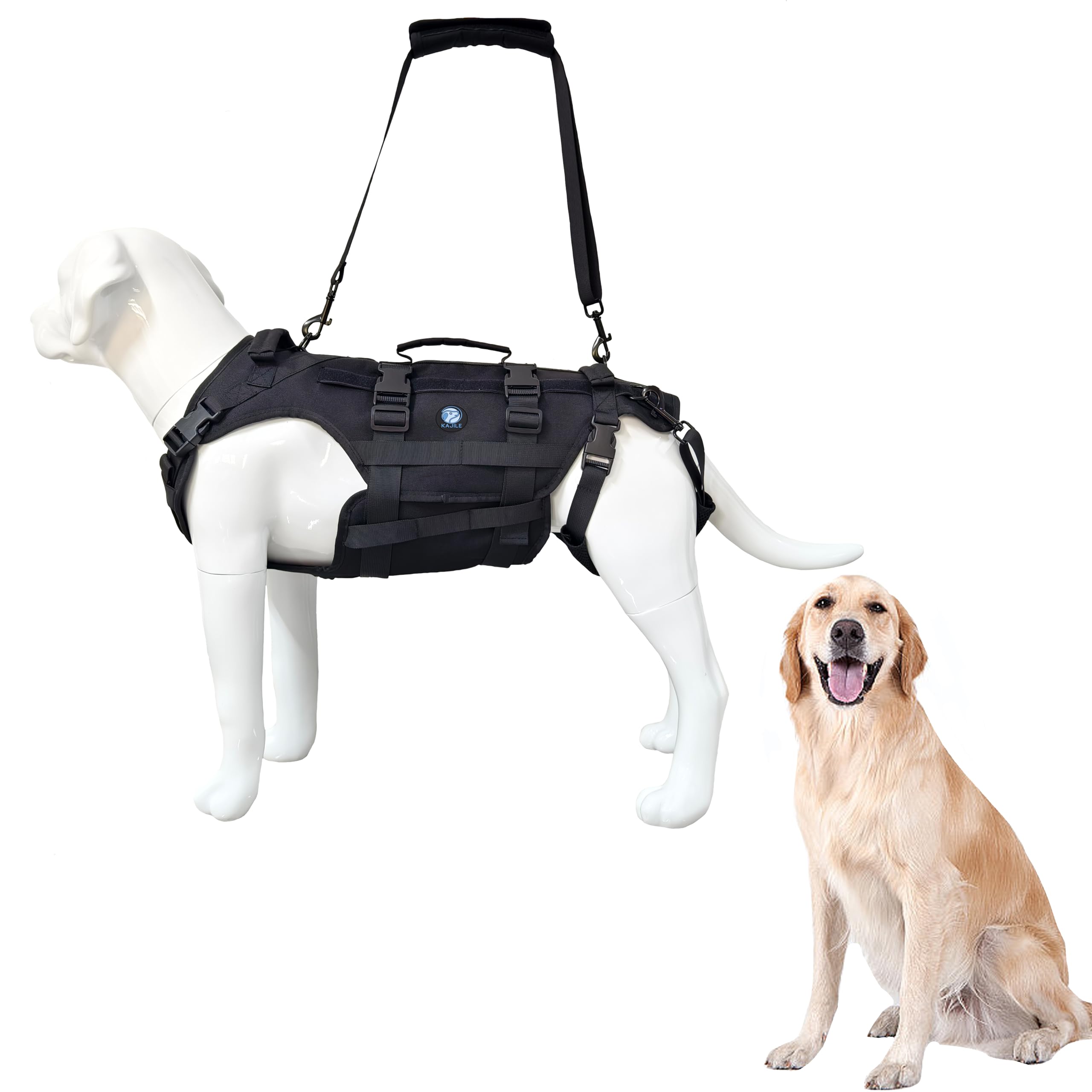 Arnés Táctico Integral para Perro Negro,L | Cobertura corporal total reforzada,resistente,para perros de trabajo,ideal outdoor,rescate, adiestramiento,senderismo