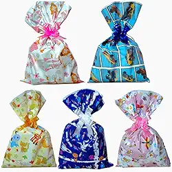 Kit 10 Sacos de Presente 25x37 cm, 10 Laços Fácil (Infantil Sortidos)