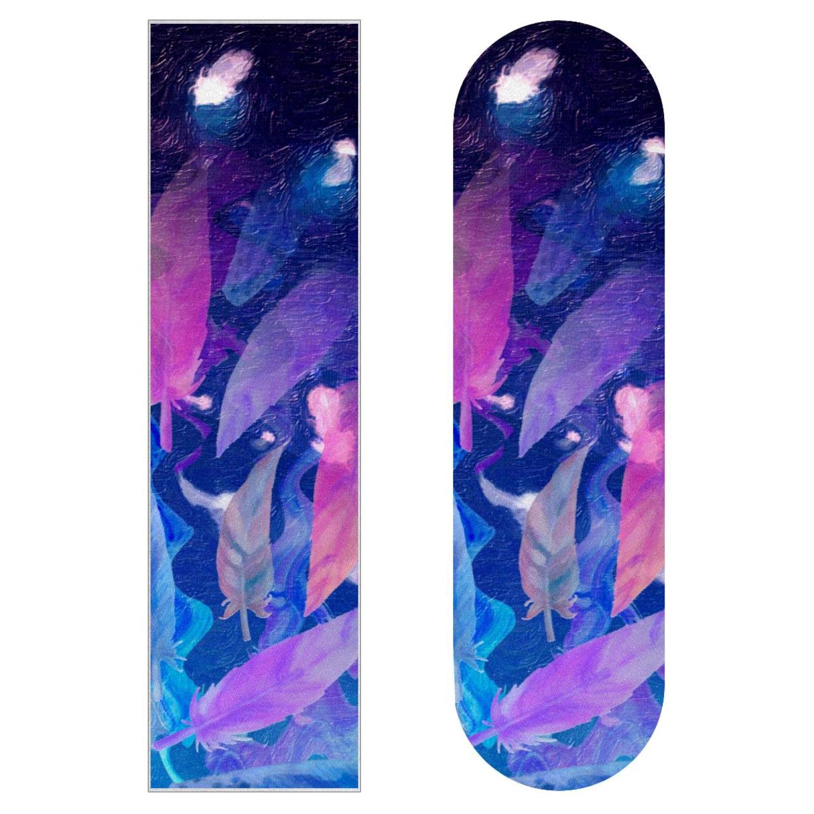 Bunte Federn, 2 Stück Skateboard-Griptape Bogen Schleifpapier Longboard Aufkleber Roller Deck Sandpapier