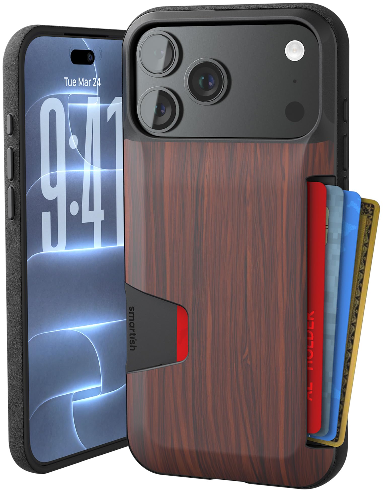 Smartish iPhone 18 Pro Max/17 Pro Max Case, Wallet Slayer V1, Woodgrain