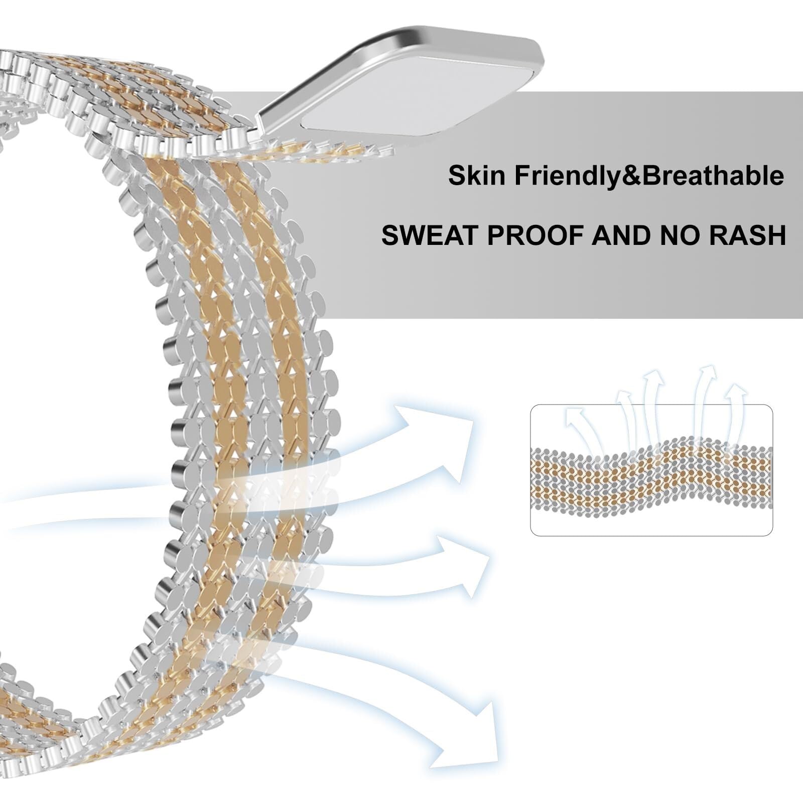 Pasek do zegarka ze stali nierdzewnej, do zegarka Apple Watch Band 38/40/41 mm, dla kobiet i mężczyzn, paski do smartwatcha, regulowany pasek, magnetyczne zapięcie, struktura molekularna, opaska