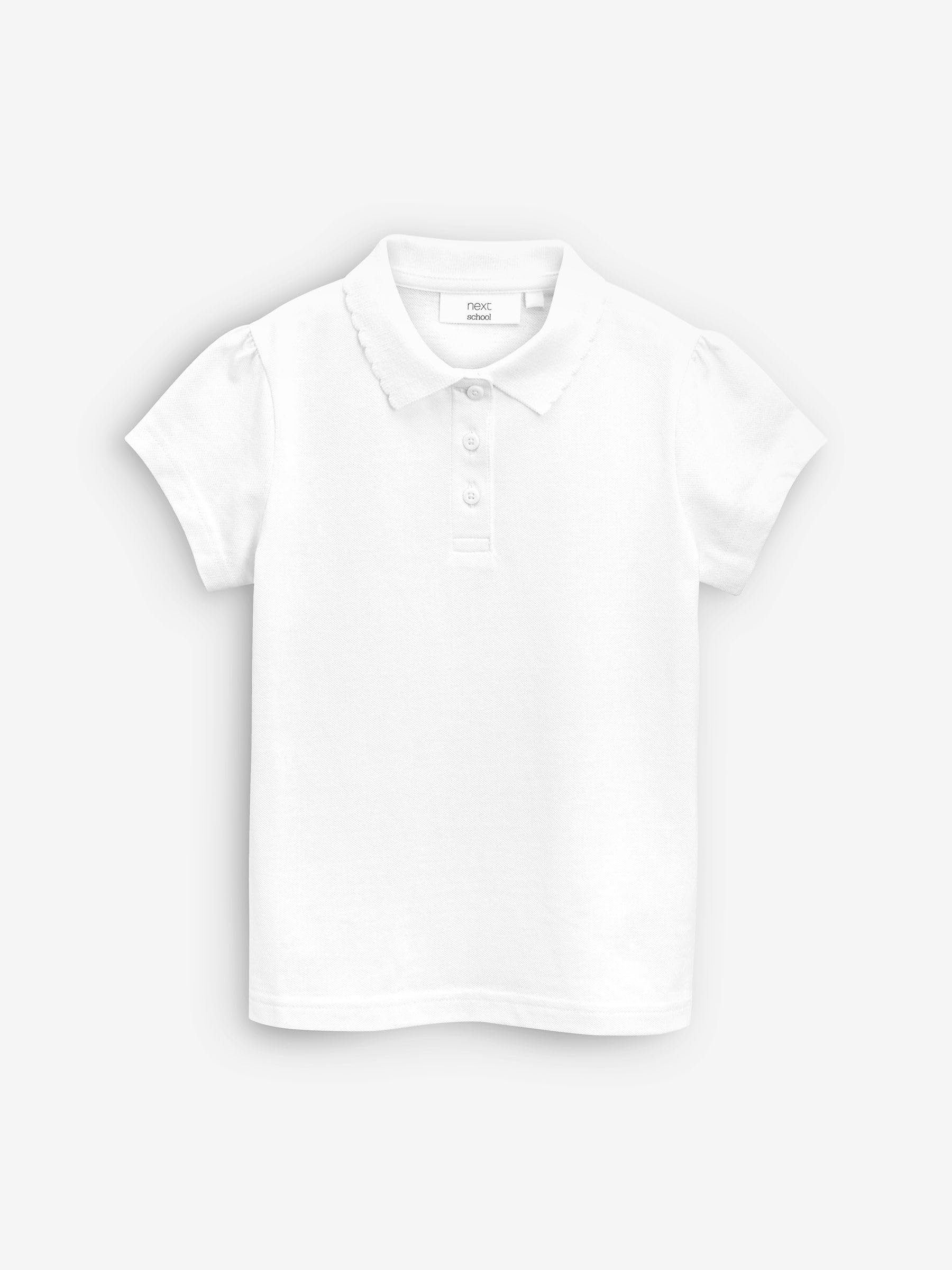 NEXT Niñas Pack de 2 Polos de Manga Corta de Corte estándar 100% algodón Blanco 6 Años