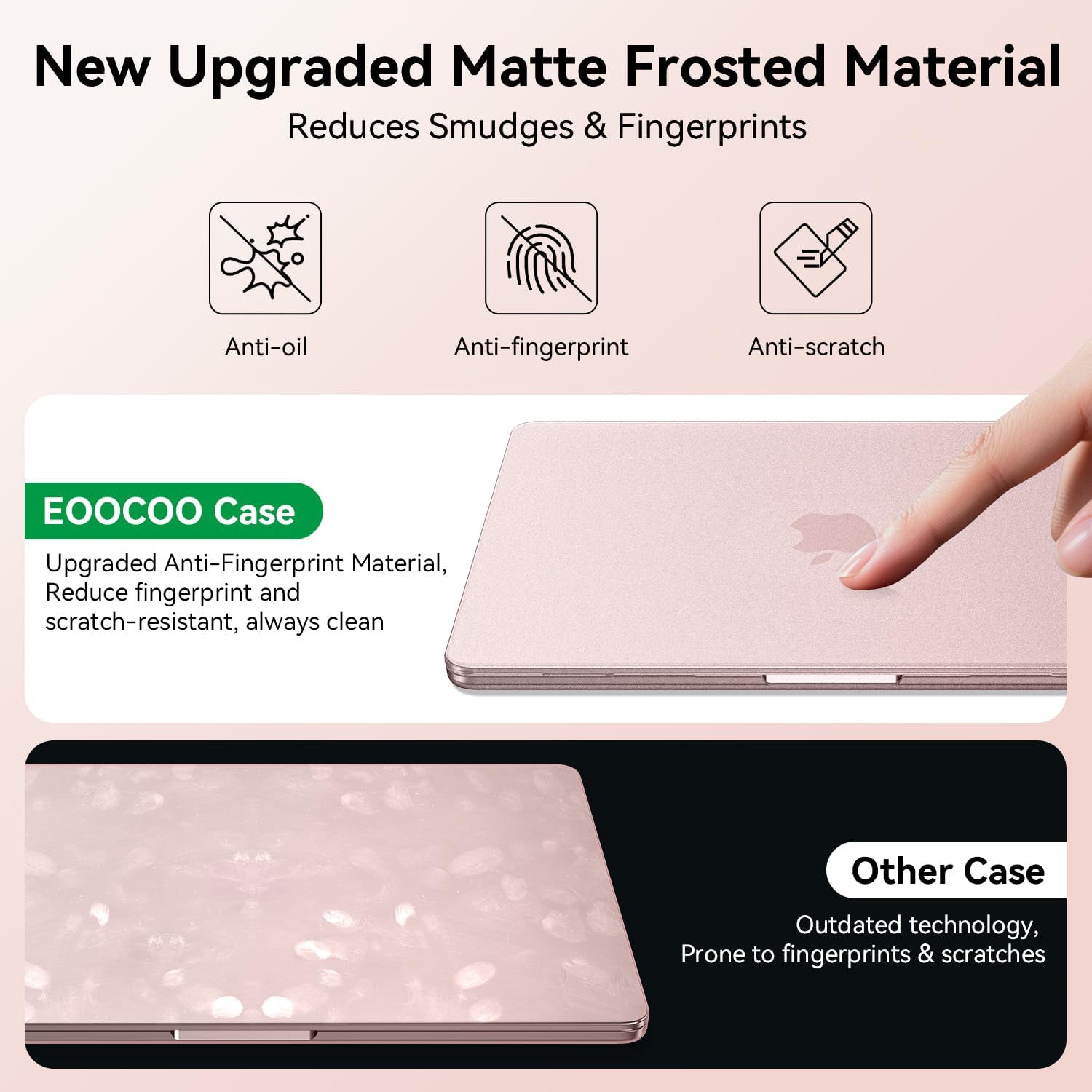 EooCoo for MacBook Neo Case 13 inch 2026 Model A3404 with A18 Pro Chip, Scratch Resistant Protective Hard Shell Case & Keyboard Cover & Screen Film & Type C, Original Matte Blush