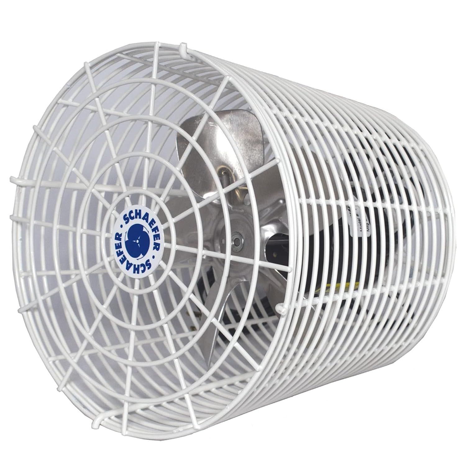 Schaefer VK8 Versa-Kool Air Circulator Fan, Ceiling Wall Mount Greenhouse Fan & Steel Guards, 450 CFM, 1/100 hp, Energy-Efficient Commercial Fan for Patio, Garage, Industrial & Workshop (White)