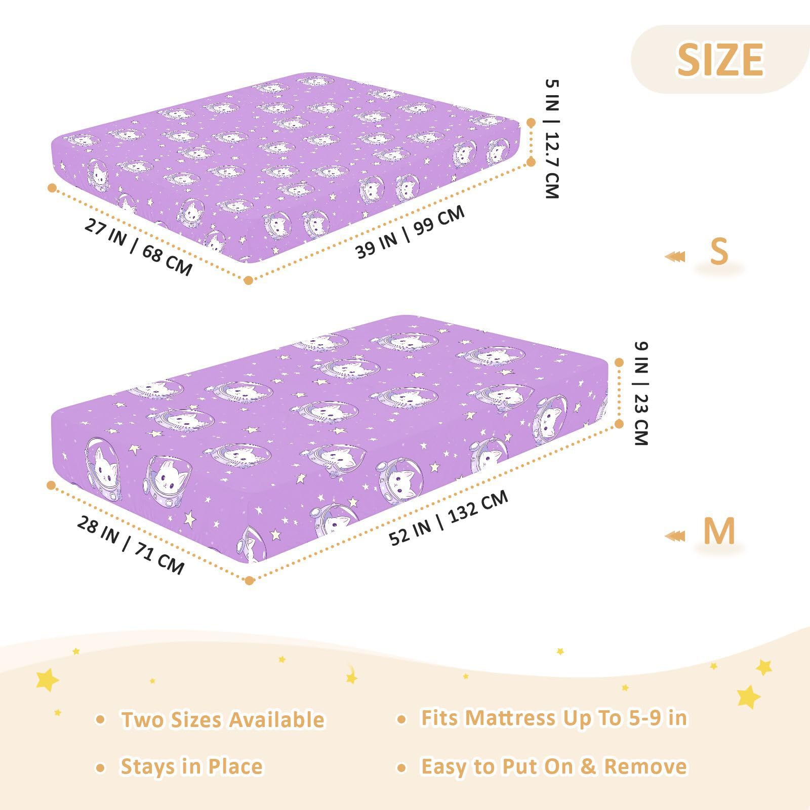 Sábanas para cuna de bebé con diseño de gato blanco y astronauta de dibujos animados, de algodón, ultrasuave, para cuna de niño y niña, 1 paquete de cuna para bebes trenzado