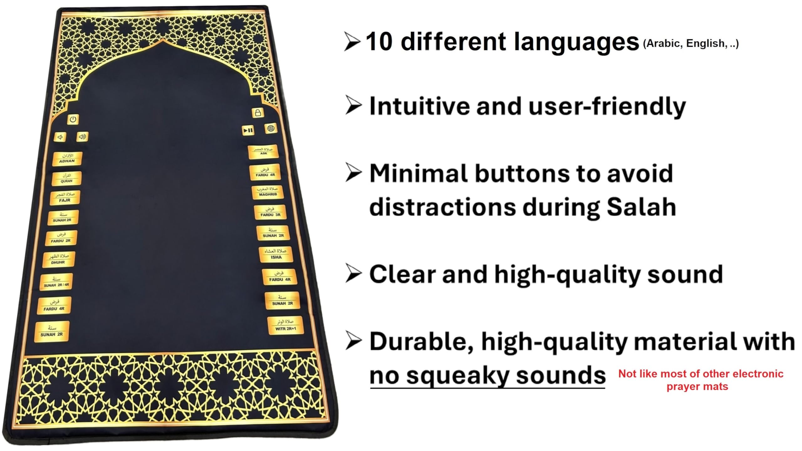 Smart Prayer Pattern Electronic Prayer Mat – Smart Interactive Prayer Rug for Adults and ...
