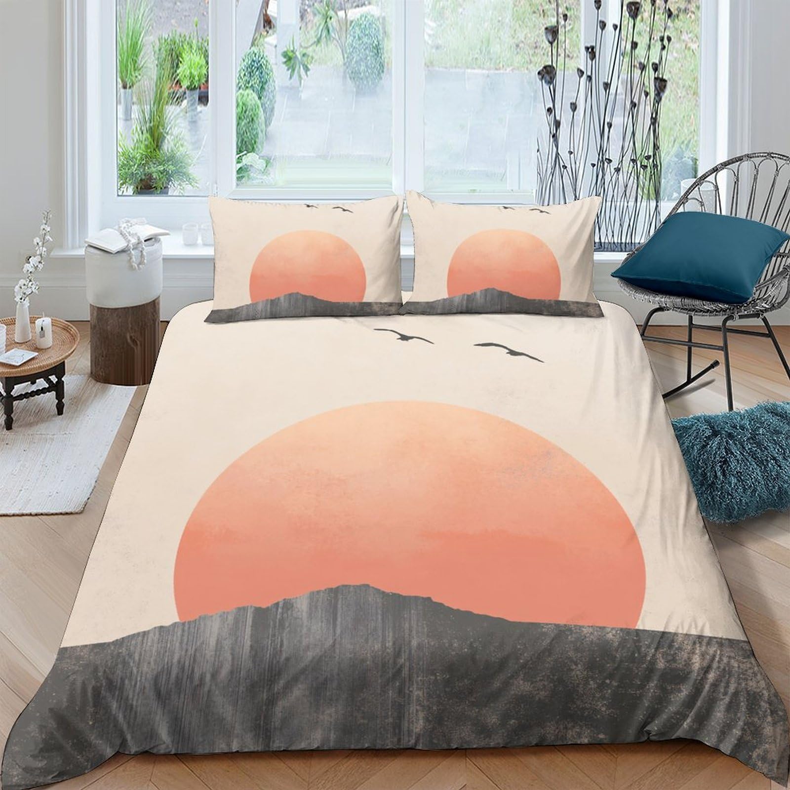 Ctjqhvkz Style-7 3D Printed Sunset Landscape Fitted Sheet Microfiber Soft Breathable Mountain Horizon Mattress Cover For Bedroom Decor Single（135X200cm）