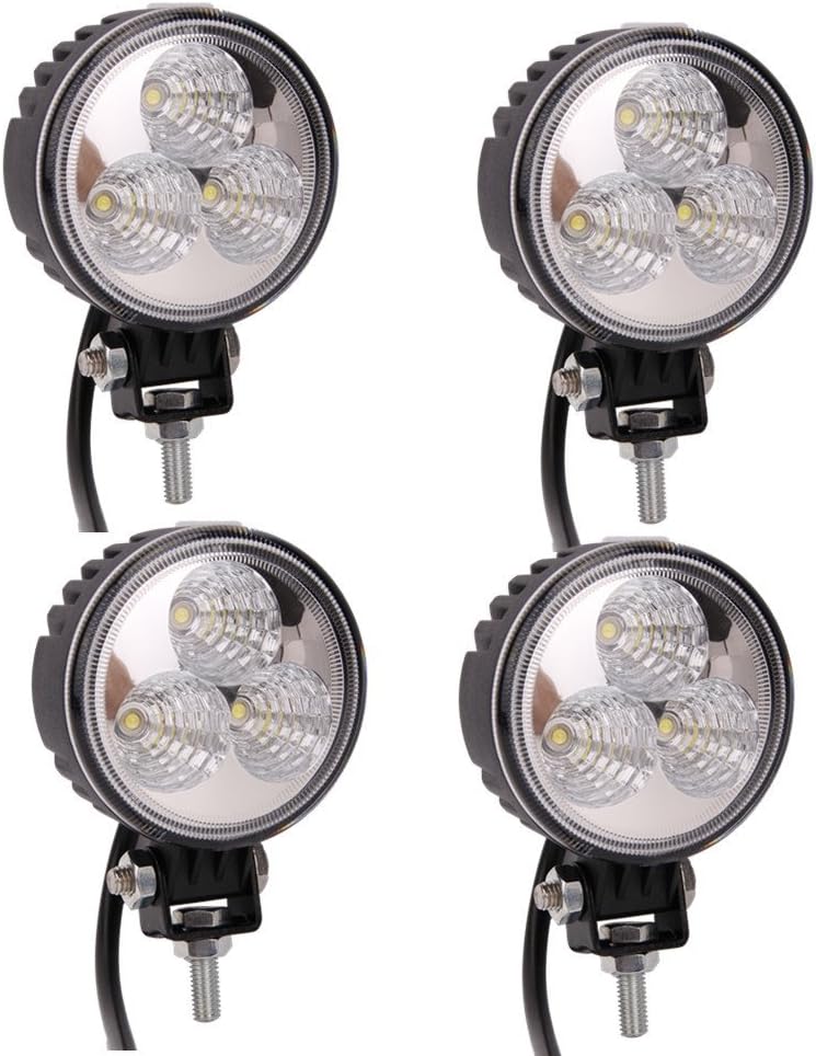 QDY 4PCS 9W LED Flood Work Light Off Road Driving Fog Light for Truck,-Jeep Cabin, Boat, SUV, Car, ATVs, Waterproof Fog Light Bar, Fishing Round Driving Light