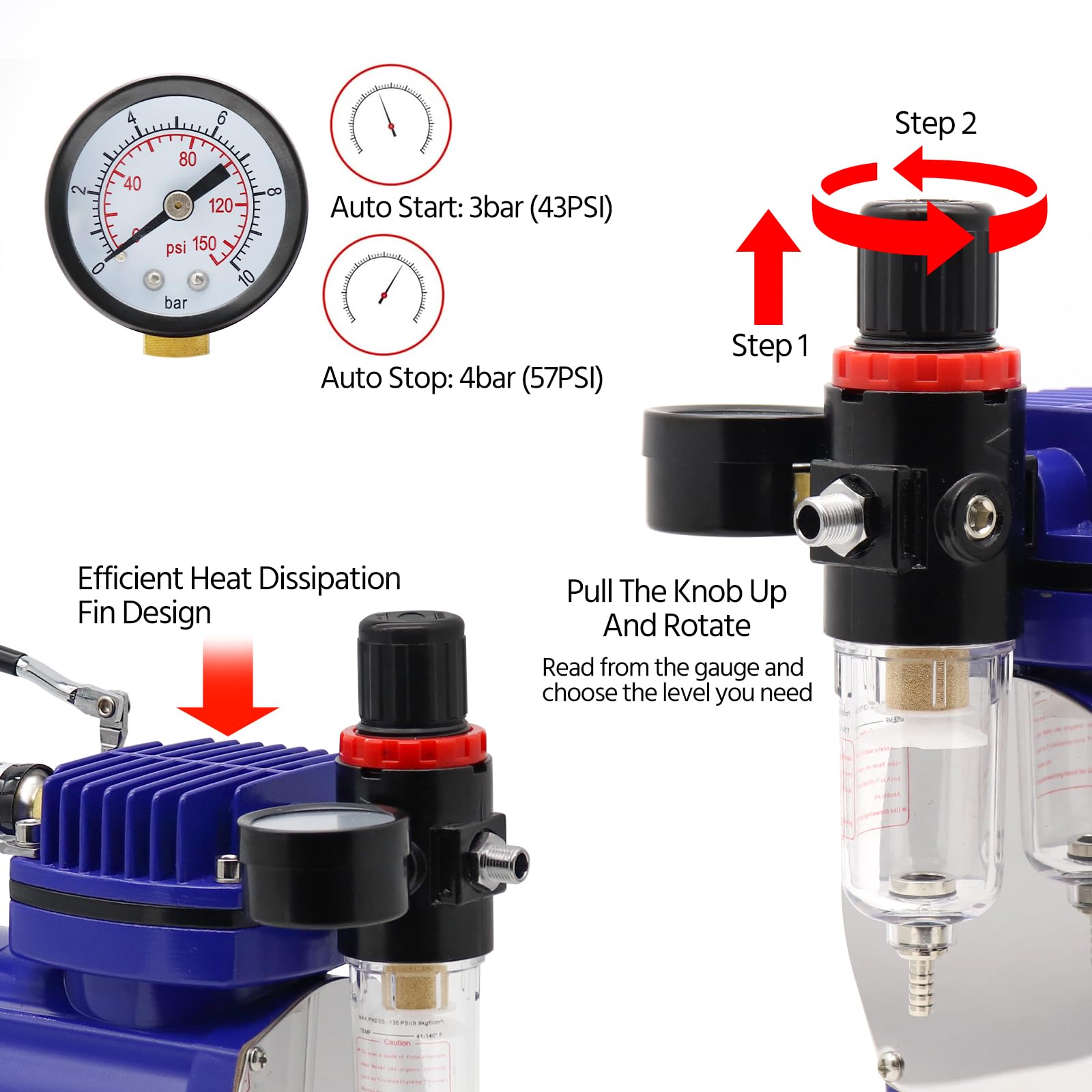 Kit per aerografo con compressore – Aerografo a doppia azione da 0,3