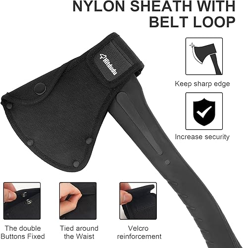 Miniatura 3 de Paquete de 3 hachas de campamento, hacha de campamento de 14 pulgadas para división de madera y leña, herramienta de supervivencia tratada