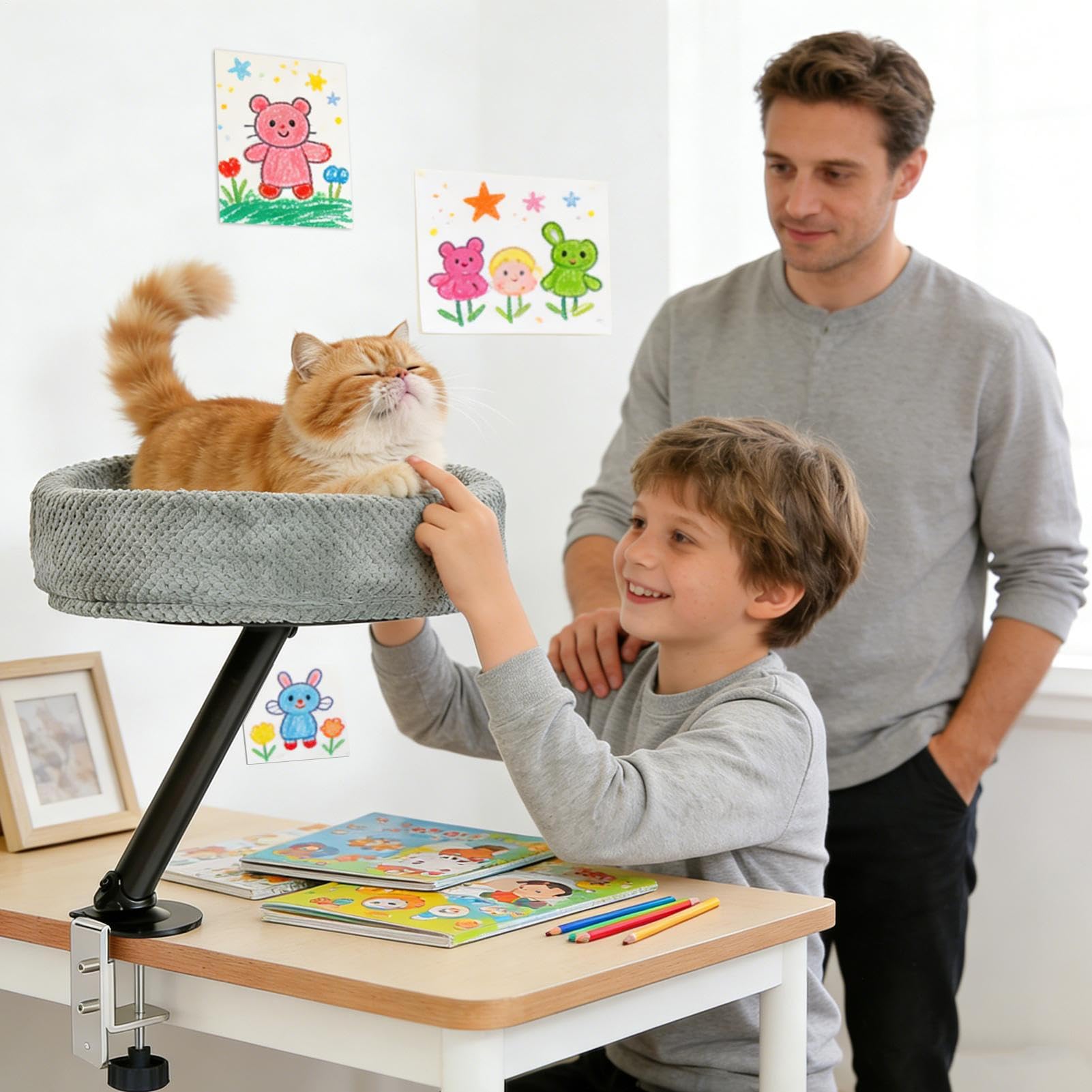 Poggiagatto Da Scrivania Confortevole E Spostabile Per | Postazione Per Gatti Da Scrivania Adatto A Interno Ed Esterno, Casa, Viaggio, Camera Da , Balcone, Studio Per
