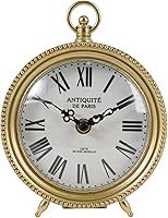 Vista 1 de NIKKY HOME Gold Table Clock, Silent Non-Ticking Shelf Desk Top Clock Battery Operated Classic Design, Decorative Home Decor for Living Room