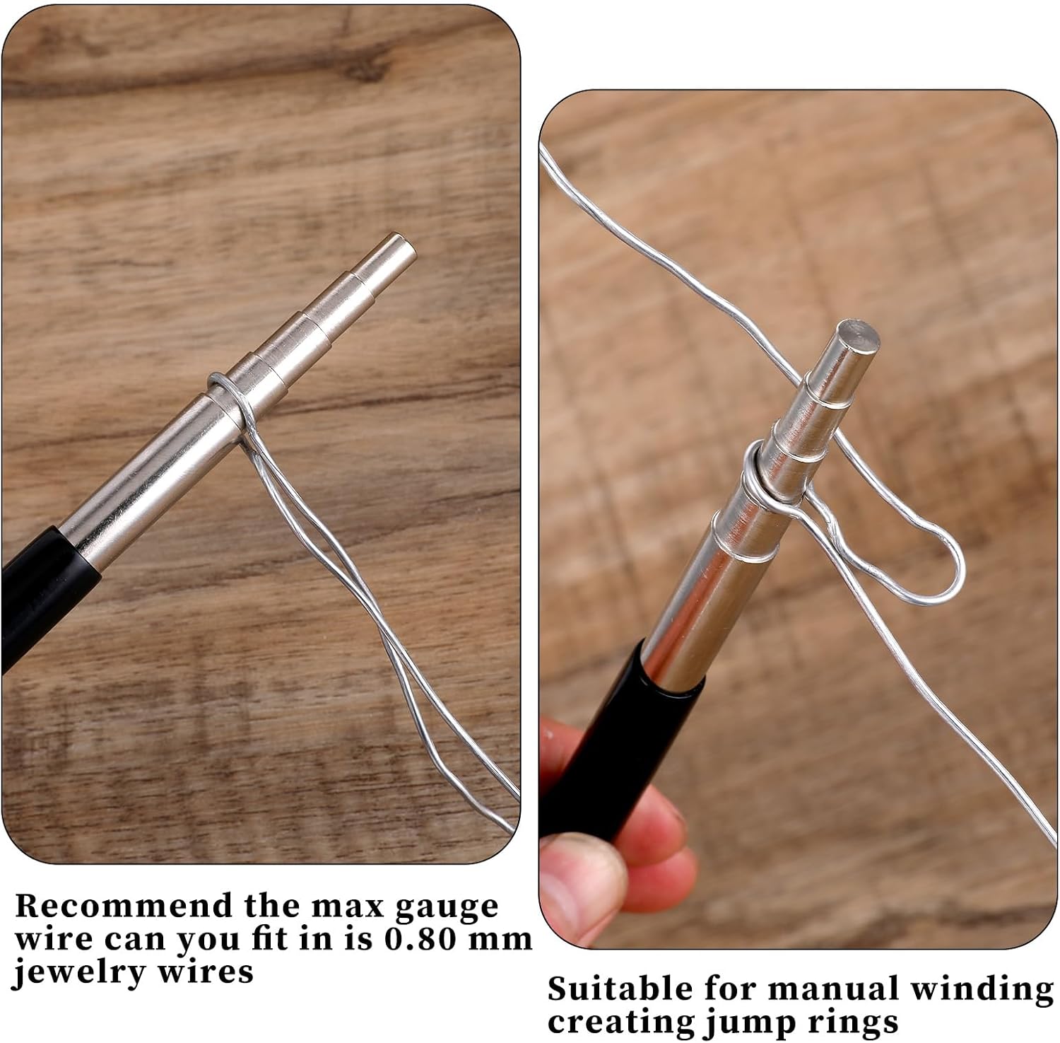 2 Pack Coil Jig Tool Set, Stainless Steel Micro 1.5mm-10mm Wire Looping Winding Rod, Wire Looping Wrapping Step Mandrel, 10 Sizes Round Multi Jump Ring Mandrel Wire Looping Rods Forming Rings Tool