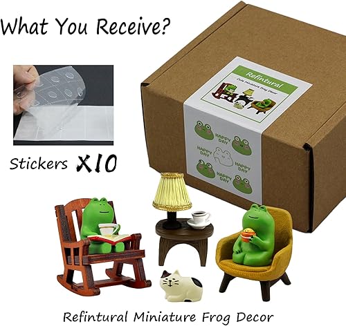 Miniatura 3 de Refintural Estatua de figuras de rana en miniatura, adorables coleccionables de rana para decoración de escritorio y dormitorio, decoración perfecta