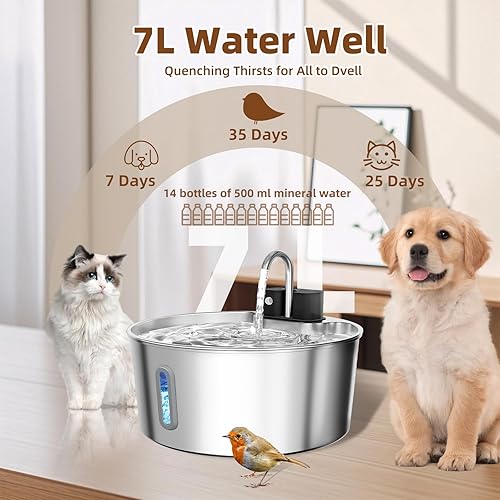 Miniatura 5 de Fuente de agua para perros grandes, 7L1.8 galones, 4200 mAh, dispensador de agua inalámbrico para perros, fuente automática de agua para mascotas de