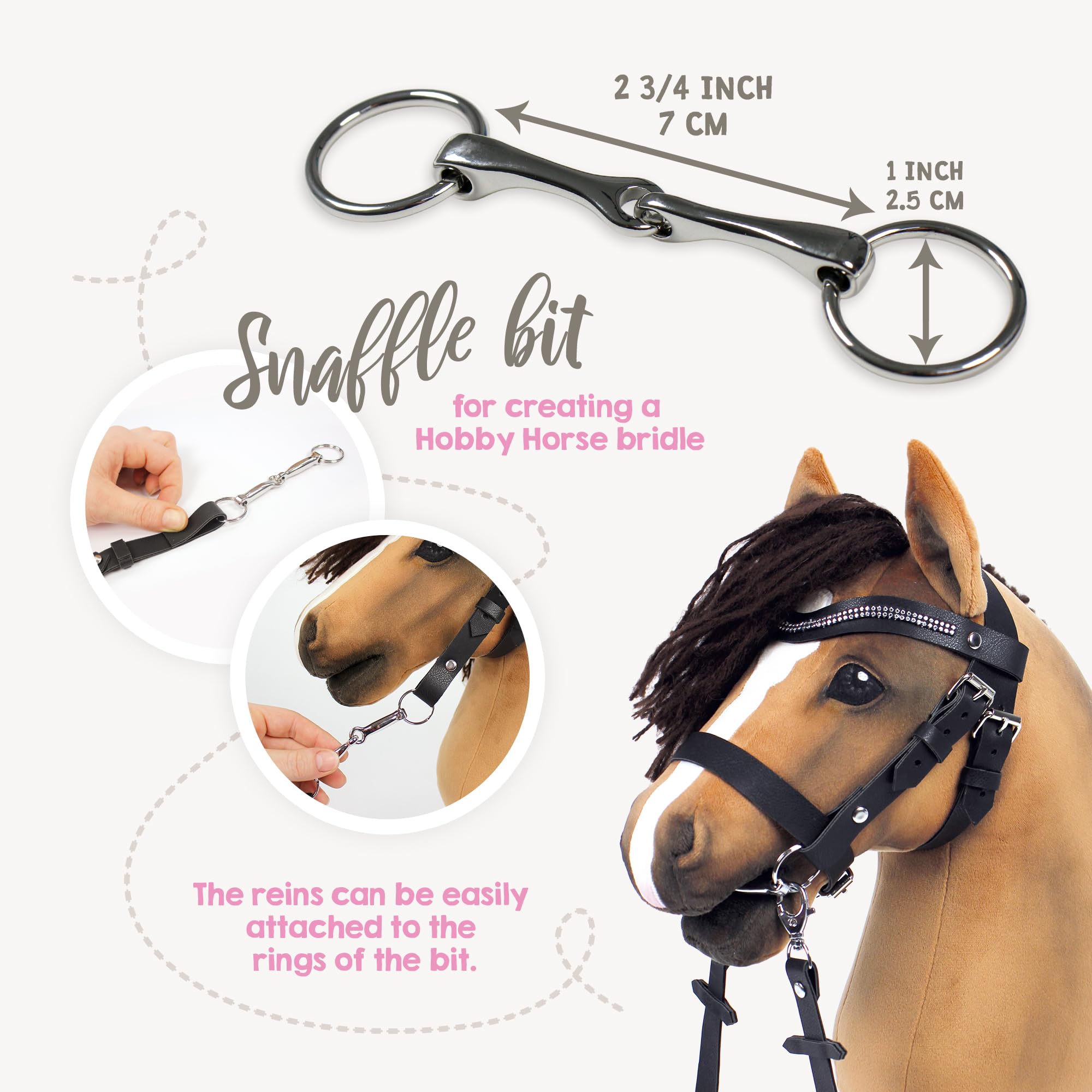 kullaloo Kit de bride de cheval DIY ✦ Faites une belle bride en cuir avec des rênes pour votre cheval bâton ✦ Instructions incluses ✦ Noir/argent