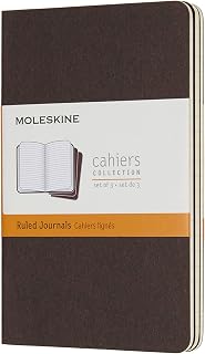 Caderneta Cahier, Marrom Café, Conjunto com 3 Unidades, Pautada, Tamanho Bolso