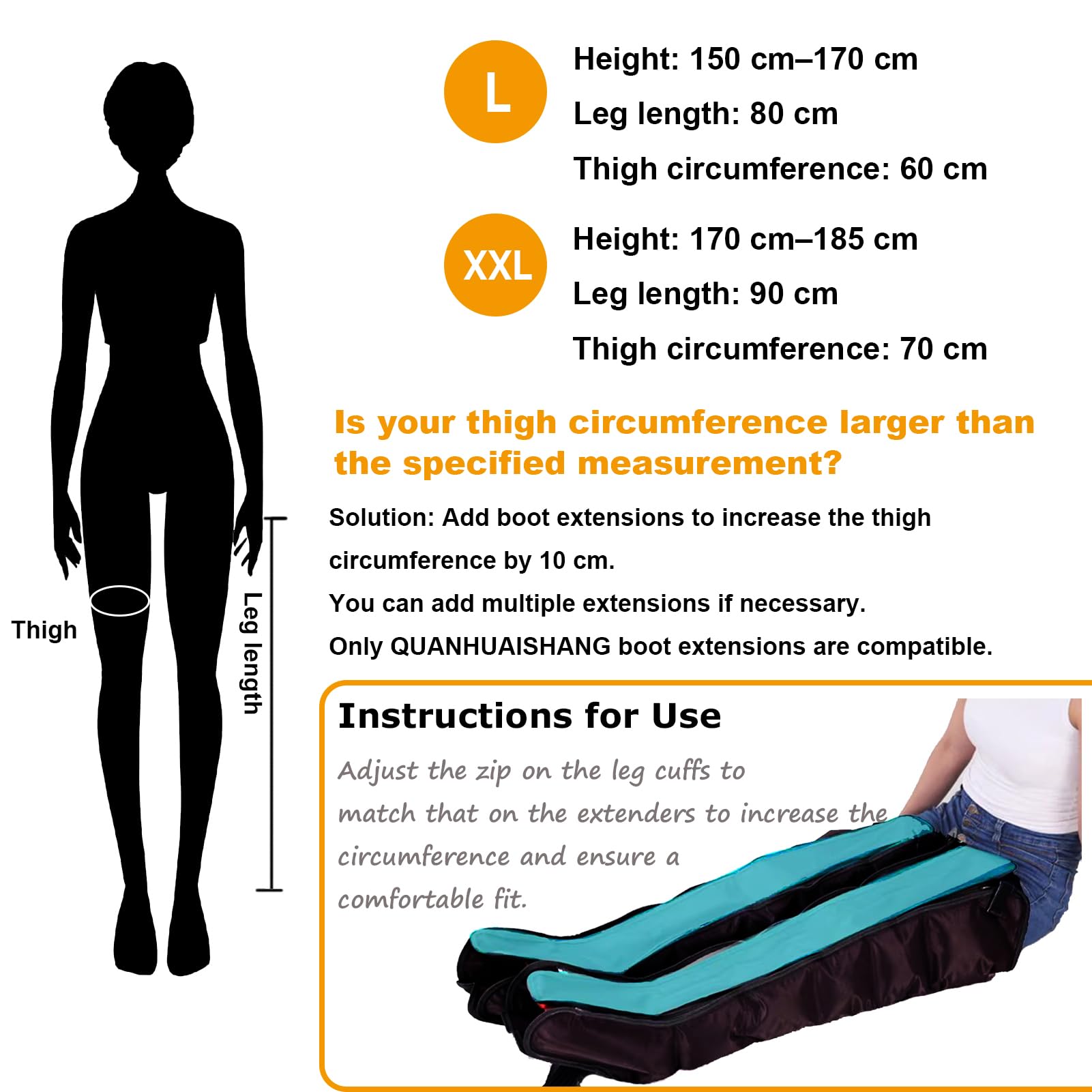 Botas Presoterapia Piernas Presoterapia Piernas y Abdomen 6 Cámaras Máquina Masajeador Presoterapia Profesional para Casa, Alivio Muscular y Drenaje Linfático (Negro Perneras+Faja+Brazo, XXL)