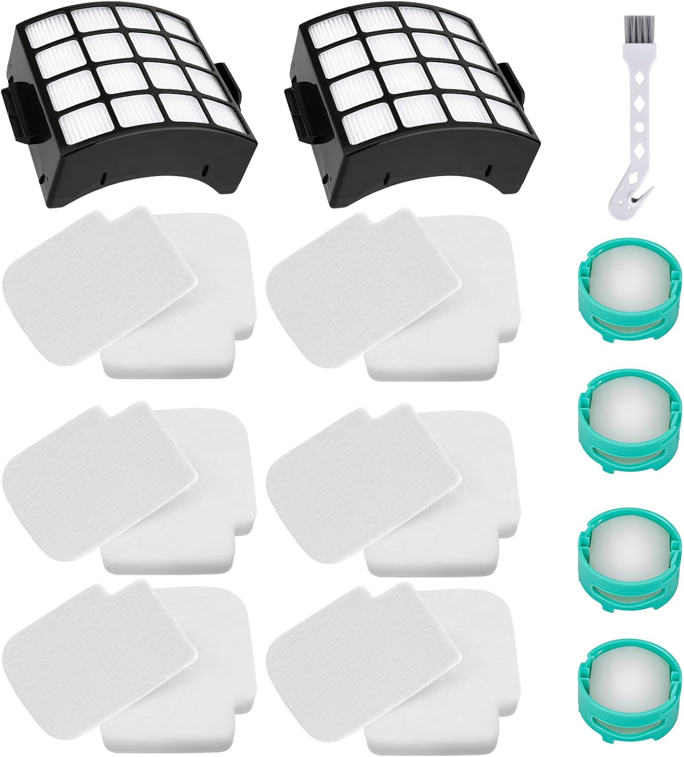 13 Pcs AZ3002 Replacement Part Filter Compatible with Shark Upright Vacuum AZ3002 AZ3000 AZ3000W Stratos DuoClean, 2 Filter + 6 Foam & Felt Filters + 4 Odor Neutralizer Cartridges+1 White Brush