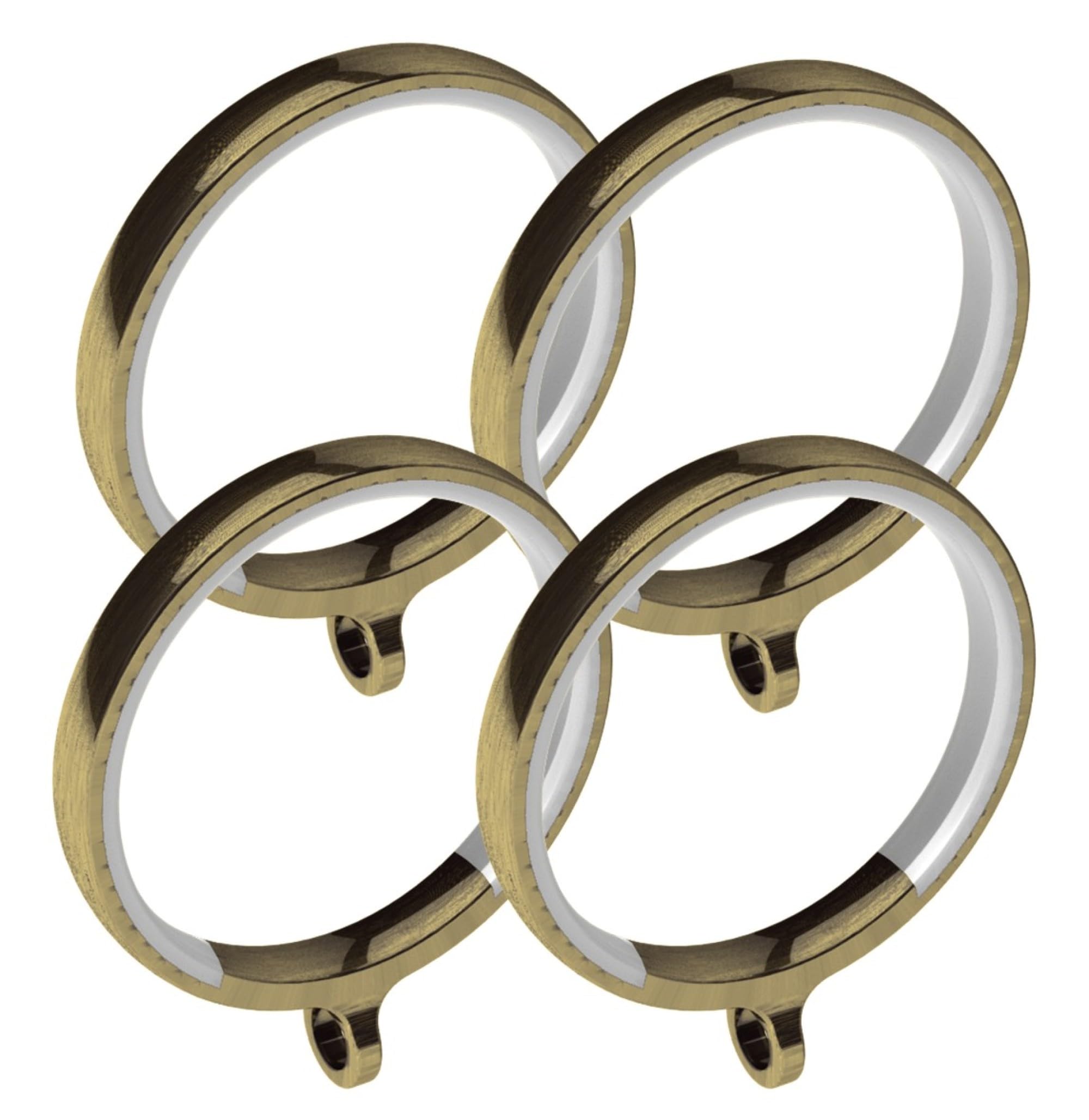 Swish Design Studio Luxury Lined Curtian Rings, for use on 35mm Curtain Pole (4, Antique Brass)