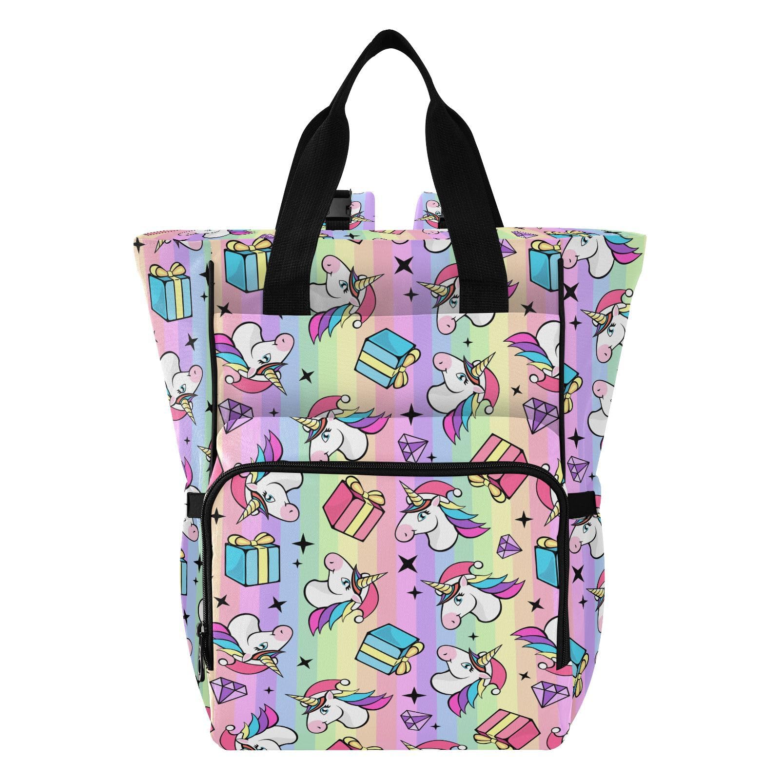 ALAZA Baby Changing Bag Backpack, Nappy Changing Bags Christmas with Fantastic Unicorn Cartoon Multi-Functional Diaper Bag Tote Large Capacity Mum Dad Backpack