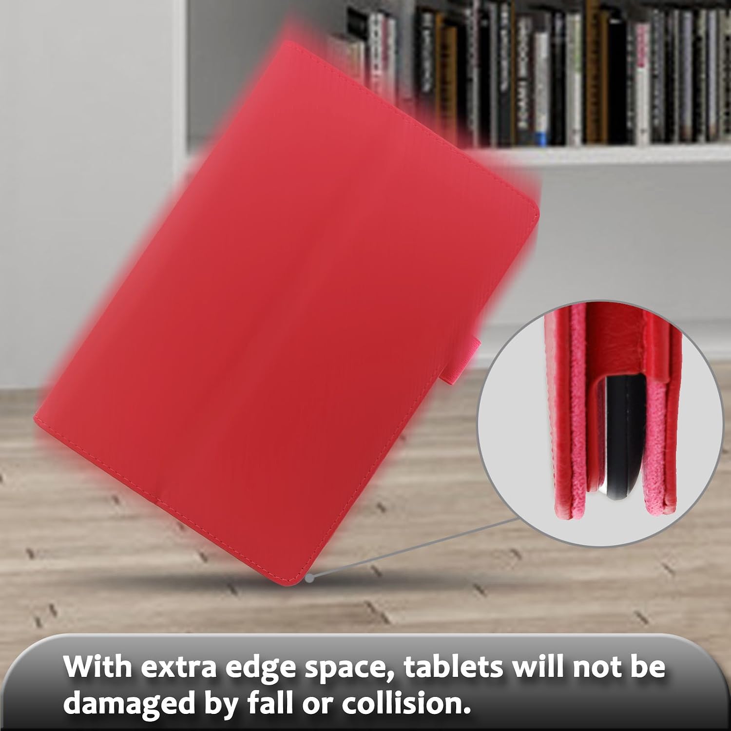 INFILAND All-New Fire 7 2017 / Fire 7 2015 Case - Premium PU Leather Folio Stand Cover Case for All-New Fire 7 Tablet (7th Gen, 2017 Release) / Fire 7 (5th Gen, 2015 Release), Red