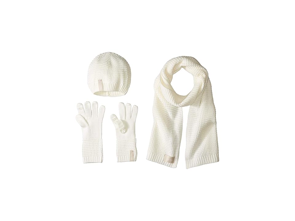 

Calvin Klein Three-Piece Waffle Knit Set (Cream) Scarves, Beige