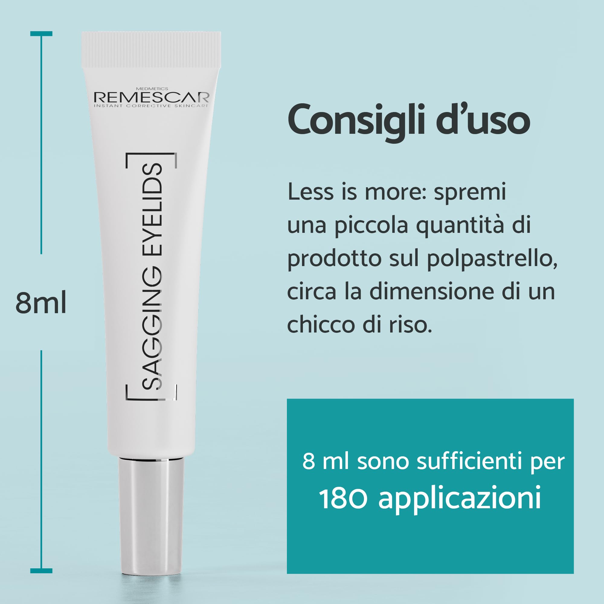 Remescar Palpebre Cadute 8ml - Crema Effetto Lifting Per Ridurre le Borse Clinicamente Testata - Crema Occhi