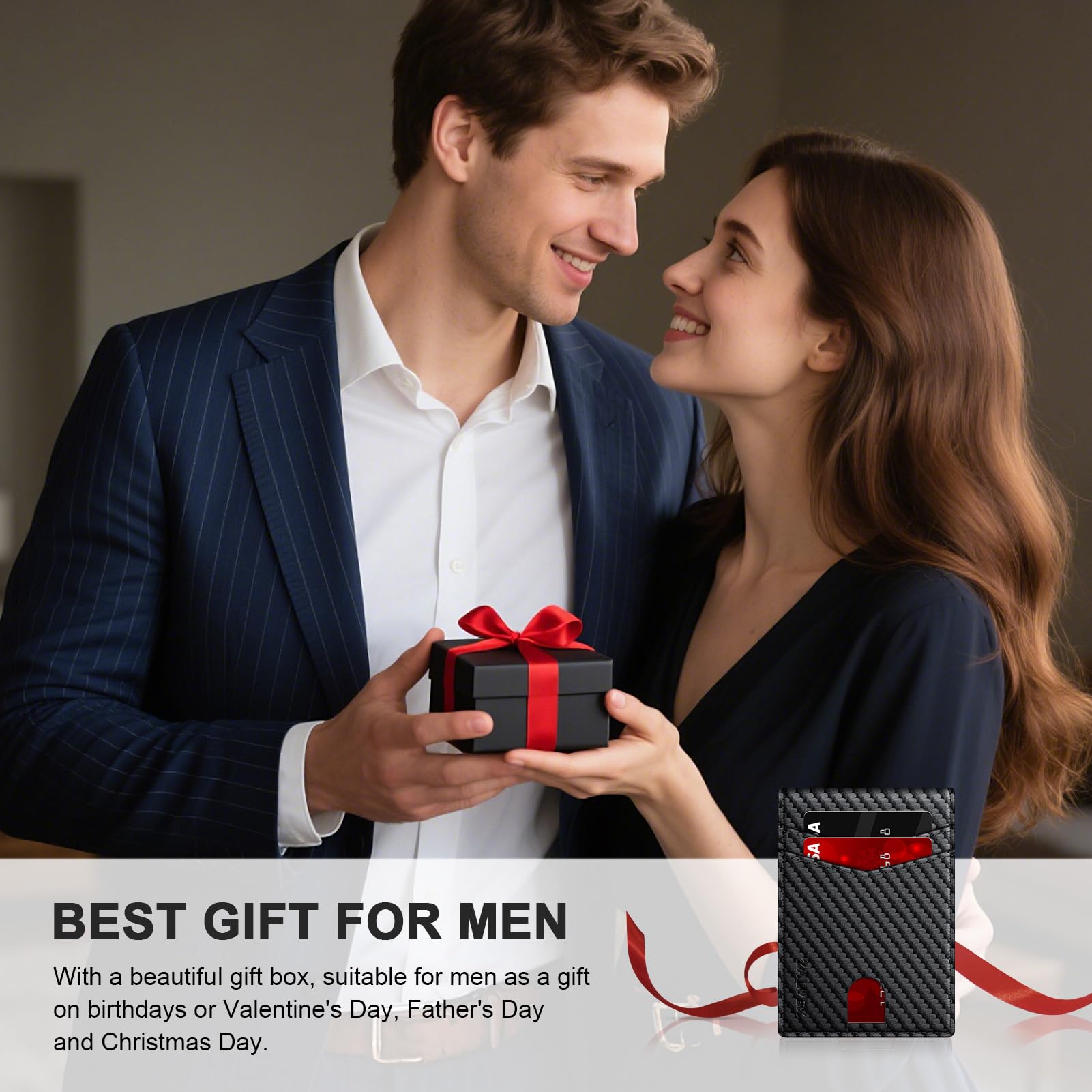 Wallet for Men Slim RFID Blocking Leather Credit Card Holder Wallet for 14 Cards, Bifold Minimalist Thin Wallet with 2 ID Windows & Cash Slot, Front Pockt Carteras Para Hombres, Birthday Gifts for Men