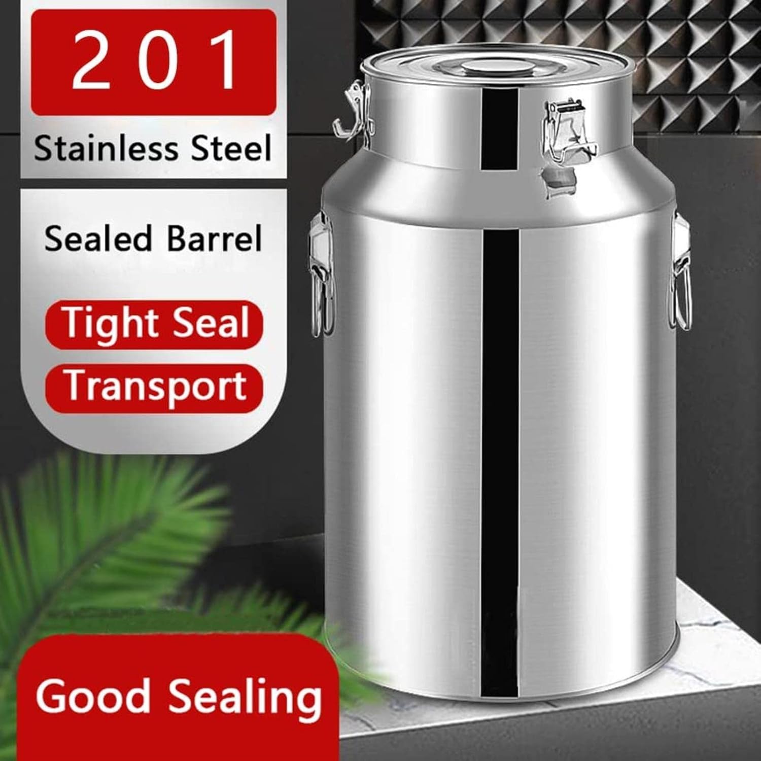 4-8L Stainless Steel Milk Can Milk Bucket Wine Pail Oil Barrel Tea Canister Tote Jug with Sealed Lid Small Capacity for Liquid Storage,4L
