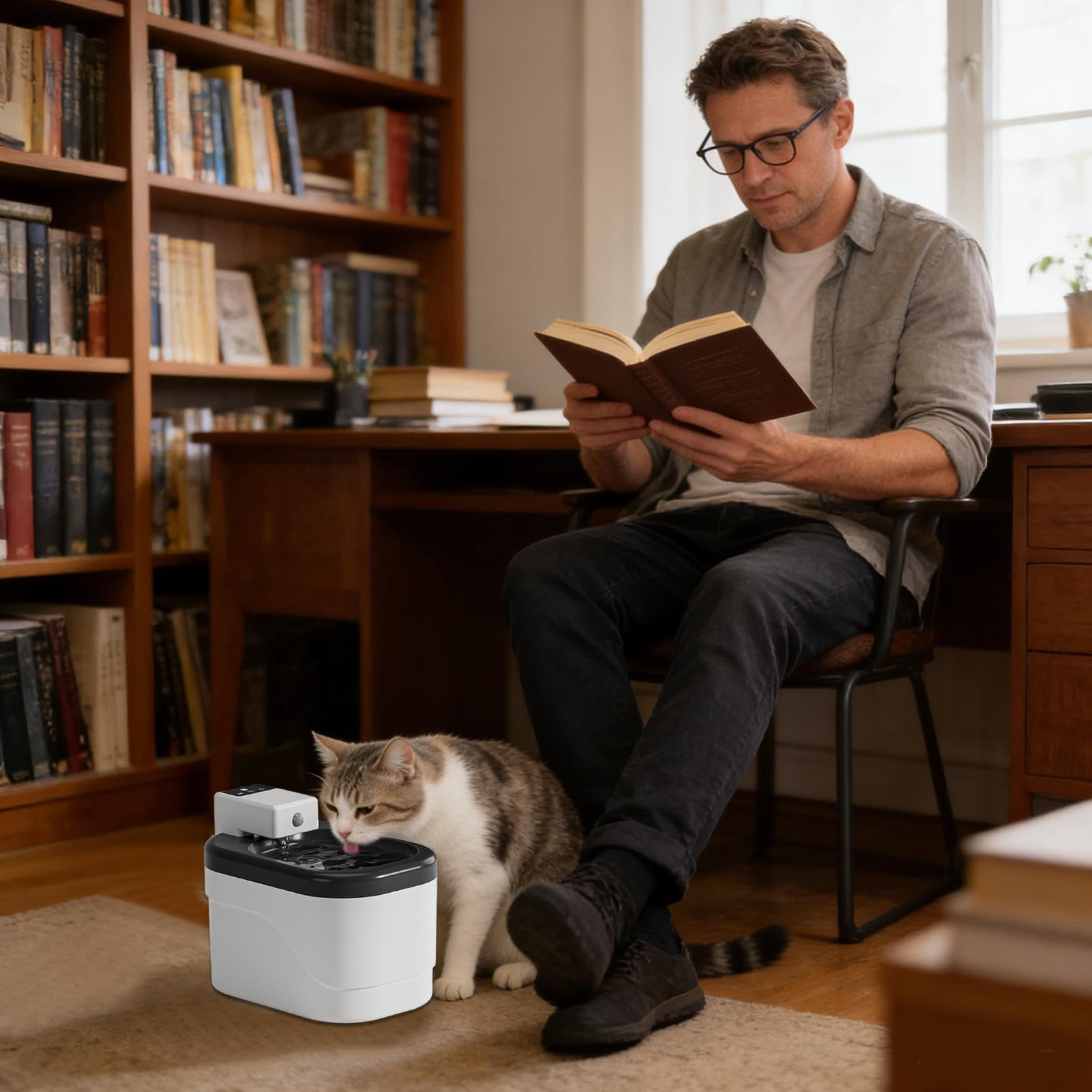 Distributore di acqua automatico per gatti Distributore silenzioso senza fili | Fontana ricaricabile per gatti gattini, piccoli animali, a terra, in salotto e in camera da letto